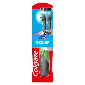 360 Floss Tip Battery Powered Toothbrush X2 Head Pack